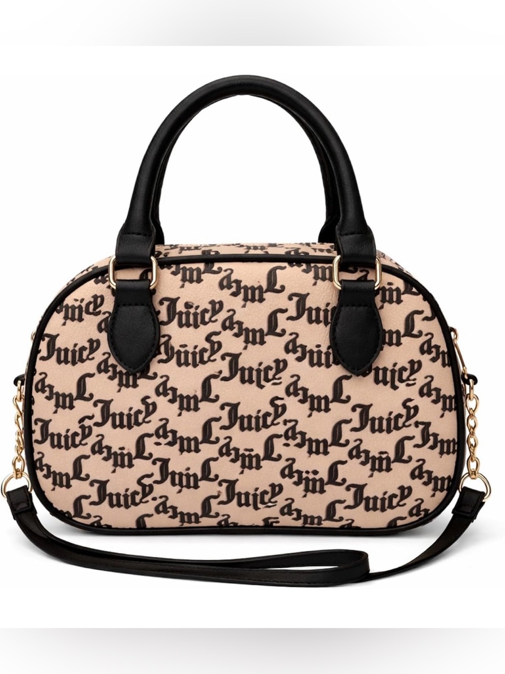 Juicy Couture Logo Print, Black & Beige Crossbody with Handles, NWT Retail $80 - Picture 2 of 9